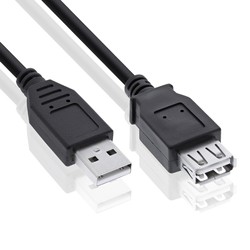 UE2.0-1,5M-Black | USB prodlužovací kabel | zástrčky samec + samice | 1,5 metru
