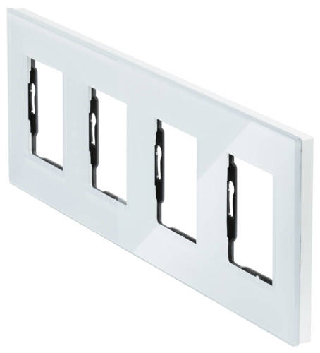 SC80-4 | Quadruple frame for 230V socket | Tempered glass | White