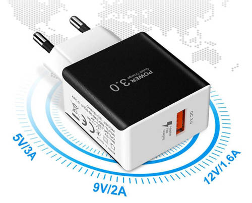 Wall charger Quick Charge 3.0 | AC adapter | 3A fast charging | Adaptive fast charging