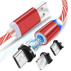 AM67 | 3in1 1M | Glänzende Magneten Kabel des Telefons mit 3 Tipps zum Aufladen