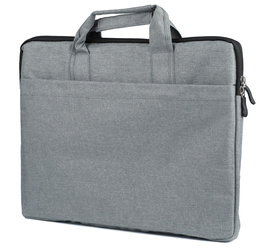 BR03 | Tasche, 15,6" Laptophülle | Tragegriffe, Schulterriemen, Seitentasche | grau