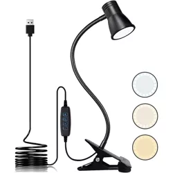 FH-08-5W-BK | Lampka biurkowa na klips | Elastyczna lampka do czytania | Nocna  lampka  z możliwością zmiany barwy  | Lampka LED USB