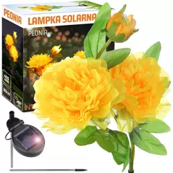 FLD-10-Y | Kwiatek solarny | Ogrodowa lampa solarna LED Peonia żółta | 80 cm, 600 mAh