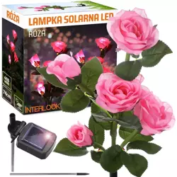 FLD-35-PINK | Kwiatek solarny | Ogrodowa lampa solarna LED Róże różowe | 74 cm, 600 mAh