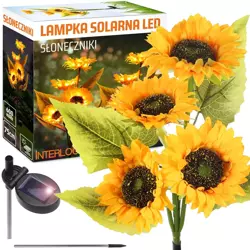 FLD-36-YELLOW | Kwiatek solarny | Ogrodowa lampa solarna LED Słoneczniki | 75 cm, 600 mAh