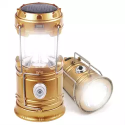 HWL-001-EU | Solarna lampka kempingowa LED, turystyczna latarka z funkcją powerbank | Złota