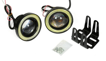 LED 640 | 2 szt - Komplet lamp przeciwmgielnych z wbudowanymi Ringami Angel Eyes LED DRL | okrągłe ø 64 mm