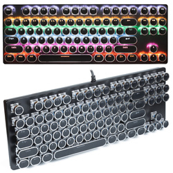 T72 | Gamingowa klawiatura mechaniczna w stylu retro, z podświetleniem LED RGB, krótka, niebieskie przełączniki