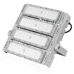 TMN-200W-SILVER | Profesjonalny halogen LED | Mocne oświetlenie  do hal sportowych, fabryk, domu |  Aluminiowa lampa | Naświetlacz z regulowanym uchwytem