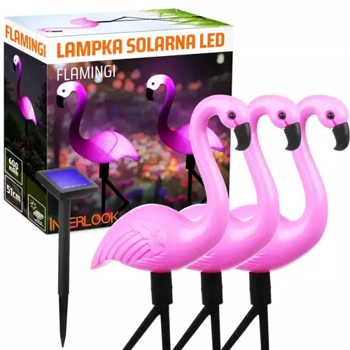 BRD-3IN1 | Ogrodowa lampka solarna LED Flamingi 3sz | 51cm, 600mAh