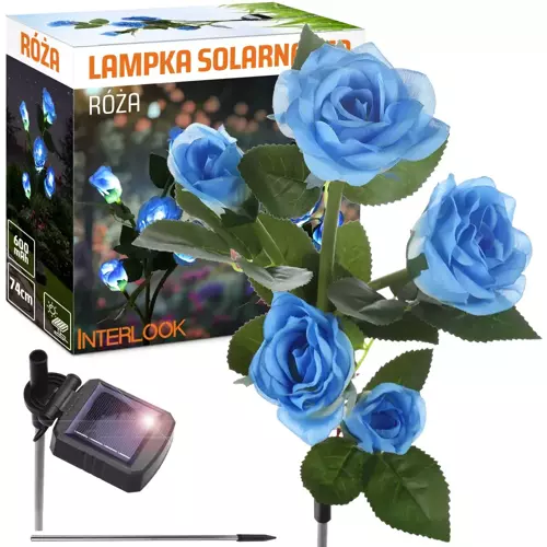 FLD-35-BLUE | Kwiatek solarny | Ogrodowa lampa solarna LED Róże niebieskie | 74 cm, 600 mAh