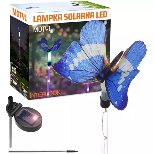 FLD-42-BLUE | Ogrodowa lampa solarna LED Motyl | 73 cm, 600 mAh