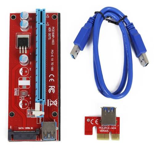 Riser 007S Red | kabel USB 3.0 | zasilanie SATA