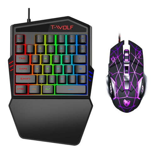 TF900 | Zestaw gamingowy z podświetleniem LED RGB, klawiatura jednoręczna i myszka, keypad