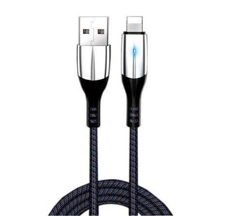 UC-010 | Lightning (iPhone) 1M | Wzmacniany kabel USB z diodą LED i aluminiowymi złączami do telefonu