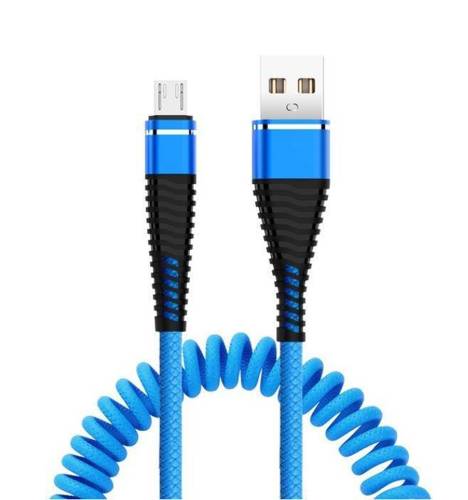 AM32 | Micro USB 1M | Cablu USB spiralat pentru incarcarea telefonului | Încărcare rapidă 3.0 2.4A