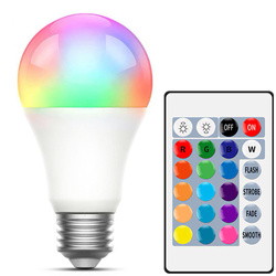 A70-RGB-12W | RGB LED лампочка 16 кольорів | Різьба E27 | Сфера | ІЧ пульт дистанційного керування